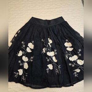 French Connection Floral Embroidered Skirt Cotton Size 4